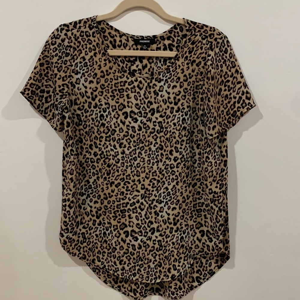 Women's Animal Print Short Sleeve Top - Size XS